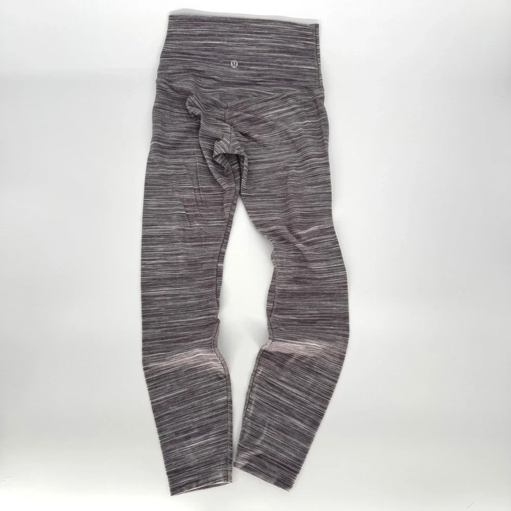 Lululemon Leggings SZ 4 Space Dye High Rise Yoga Athleisure Gorpcore Purple Grey